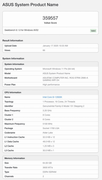 Утечка тестов Geekbench OpenCL и Vulkan показывает реальный прирост производительности RTX 5090