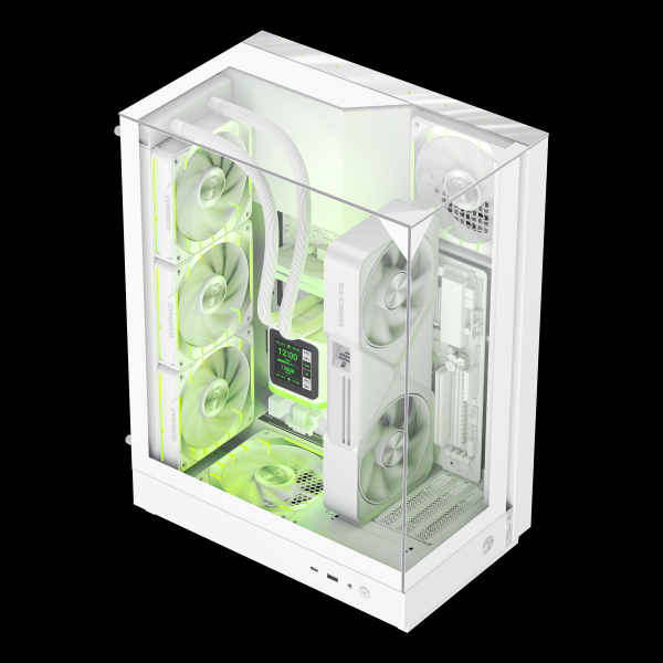 Корпус GAMEMAX T20 micro-ATX сочетает панорамный вид с интересным разворотом материнской платы на 90 градусов